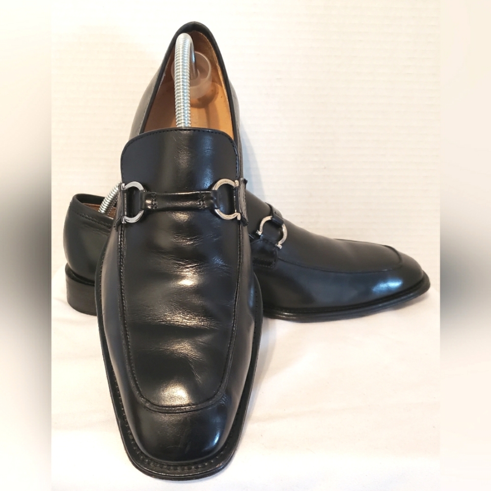 De La Rentis Italian Couture Mens Slip-on Loafers Black Size 10M Made in Italy.